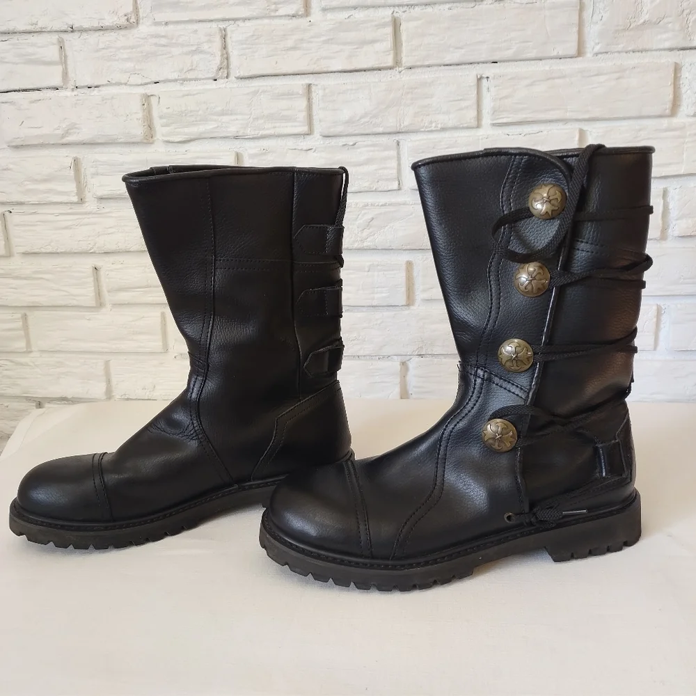 Oil resistant Men's Biker Leather Boots Size 13